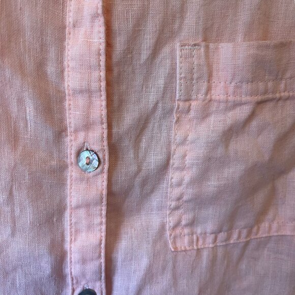 100% Linen Sleeveless collared tunic/shirt SZ S in bleached coral - Picture 4 of 6